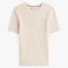 Short-Sleeve Cable Knit Sweater