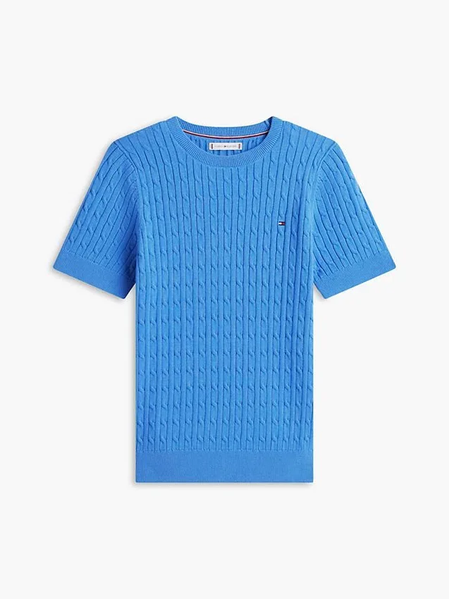 Short-Sleeve Cable Knit Sweater Short-Sleeve Cable Knit Sweater
