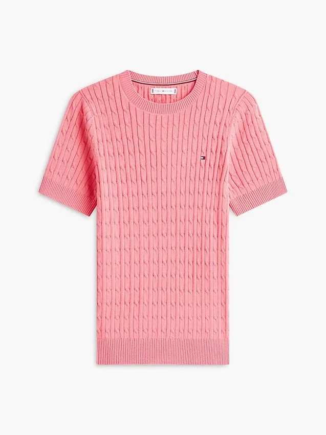 Short-Sleeve Cable Knit Sweater Short-Sleeve Cable Knit Sweater