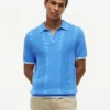 Short-Sleeve Cable Knit Sweater Polo Short-Sleeve Cable Knit Sweater Polo