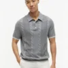 Short-Sleeve Cable Knit Sweater Polo Short-Sleeve Cable Knit Sweater Polo