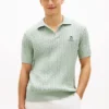 Short-Sleeve Cable Knit Sweater Polo Short-Sleeve Cable Knit Sweater Polo