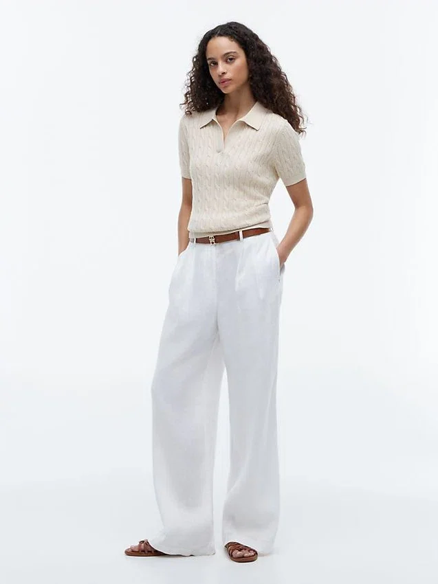 Short-Sleeve Cable Knit Sweater Polo Short-Sleeve Cable Knit Sweater Polo
