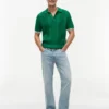 Short-Sleeve Cable Knit Sweater Polo Short-Sleeve Cable Knit Sweater Polo