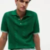 Short-Sleeve Cable Knit Sweater Polo Short-Sleeve Cable Knit Sweater Polo