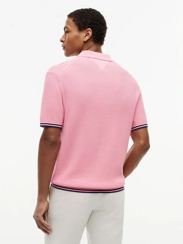 Short-Sleeve Cable Knit Sweater Polo Short-Sleeve Cable Knit Sweater Polo