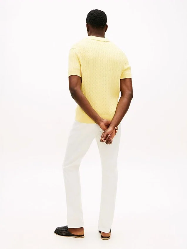 Short-Sleeve Cable Knit Sweater Polo Short-Sleeve Cable Knit Sweater Polo