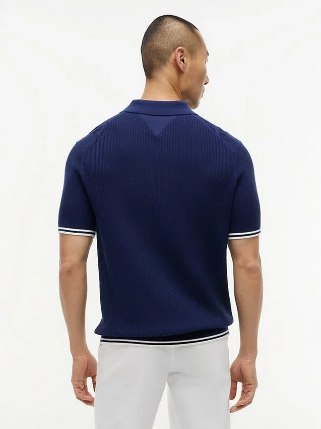 Short-Sleeve Cable Knit Sweater Polo Short-Sleeve Cable Knit Sweater Polo