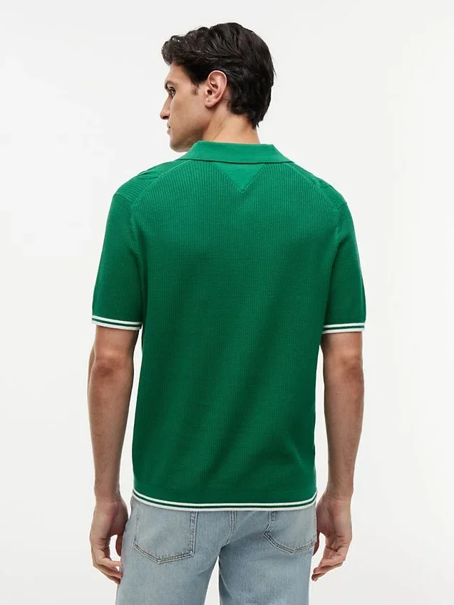 Short-Sleeve Cable Knit Sweater Polo Short-Sleeve Cable Knit Sweater Polo