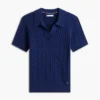 Short-Sleeve Cable Knit Sweater Polo Short-Sleeve Cable Knit Sweater Polo