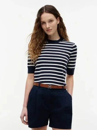 Short-Sleeve Crewneck Sweater