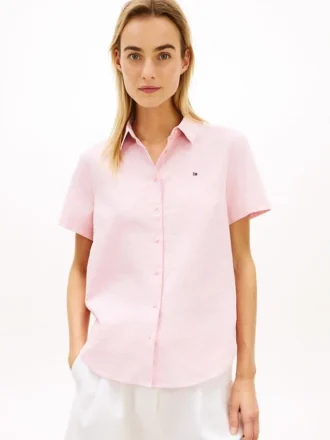 Short-Sleeve Linen-Blend Shirt