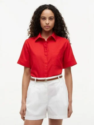 Short-Sleeve Linen-Blend Shirt