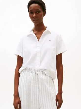 Short-Sleeve Linen-Blend Shirt