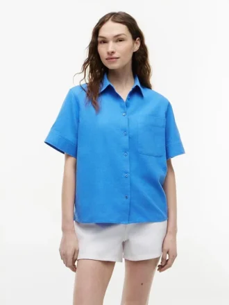 Short-Sleeve Linen-Blend Shirt