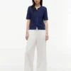 Short-Sleeve Mixed-Knit Cardigan
