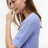 Short-Sleeve Mixed-Knit Cardigan