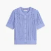 Short-Sleeve Mixed-Knit Cardigan