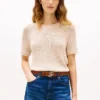 Short-Sleeve Open-Knit Sweater