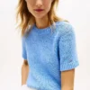 Short-Sleeve Open-Knit Sweater