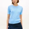 Short-Sleeve Pointelle Pocket Sweater