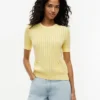 Short-Sleeve Pointelle Pocket Sweater