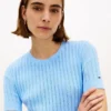 Short-Sleeve Pointelle Pocket Sweater