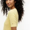 Short-Sleeve Pointelle Pocket Sweater