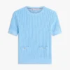 Short-Sleeve Pointelle Pocket Sweater