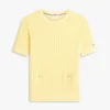 Short-Sleeve Pointelle Pocket Sweater