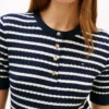 Short-Sleeve Stripe Cable Knit Henley Short-Sleeve Stripe Cable Knit Henley