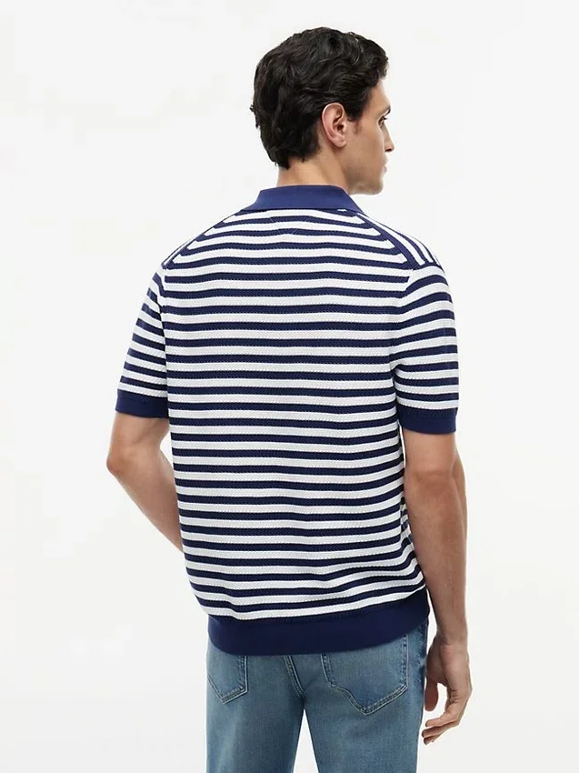 Short-Sleeve Stripe Waffled Sweater Polo Short-Sleeve Stripe Waffled Sweater Polo