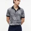 Short-Sleeve Tropical Print Sweater Polo