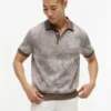 Short-Sleeve Tropical Print Sweater Polo