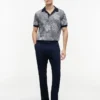 Short-Sleeve Tropical Print Sweater Polo