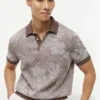 Short-Sleeve Tropical Print Sweater Polo