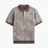 Short-Sleeve Tropical Print Sweater Polo