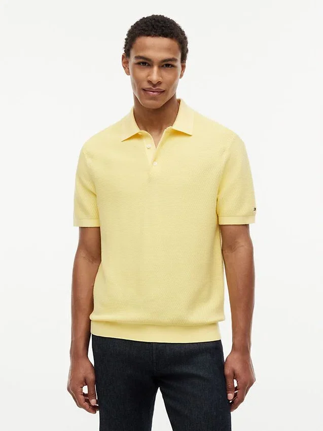 Short-Sleeve Waffled Sweater Polo Short-Sleeve Waffled Sweater Polo