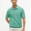 Short-Sleeve Waffled Sweater Polo