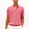Short-Sleeve Waffled Sweater Polo