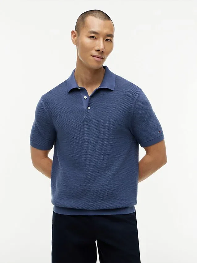 Short-Sleeve Waffled Sweater Polo Short-Sleeve Waffled Sweater Polo
