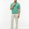 Short-Sleeve Waffled Sweater Polo