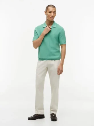 Short-Sleeve Waffled Sweater Polo