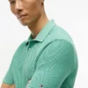 Short-Sleeve Waffled Sweater Polo