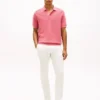 Short-Sleeve Waffled Sweater Polo