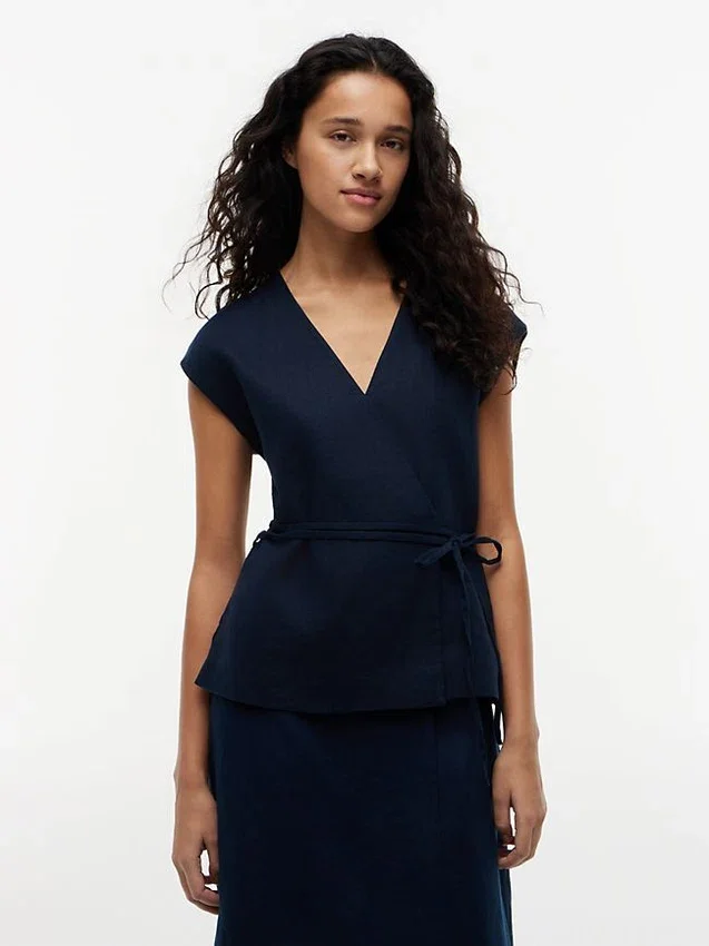 Sleeveless Linen-Blend Wrap Top Sleeveless Linen-Blend Wrap Top