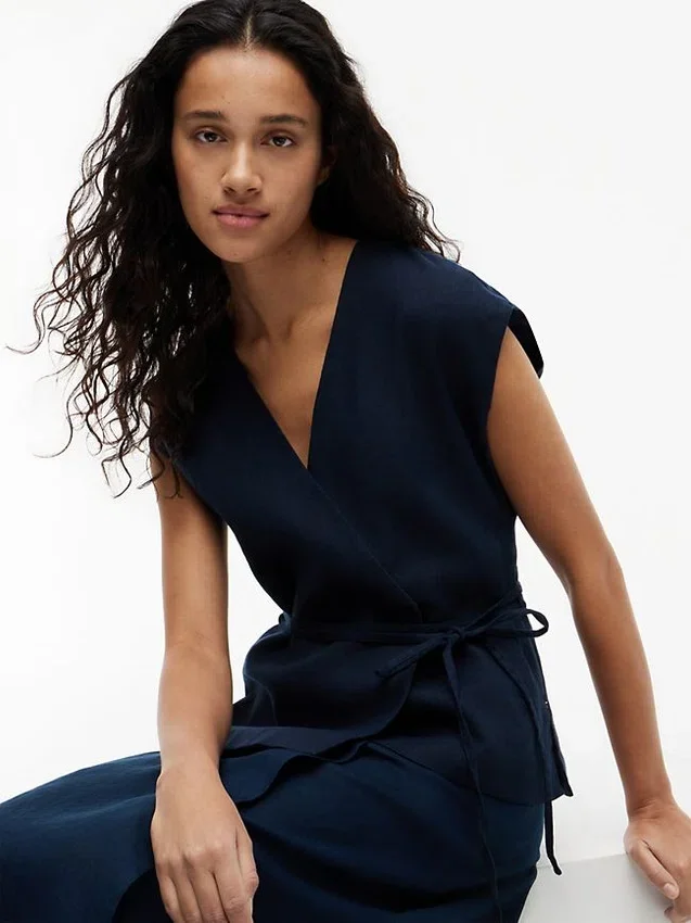 Sleeveless Linen-Blend Wrap Top Sleeveless Linen-Blend Wrap Top