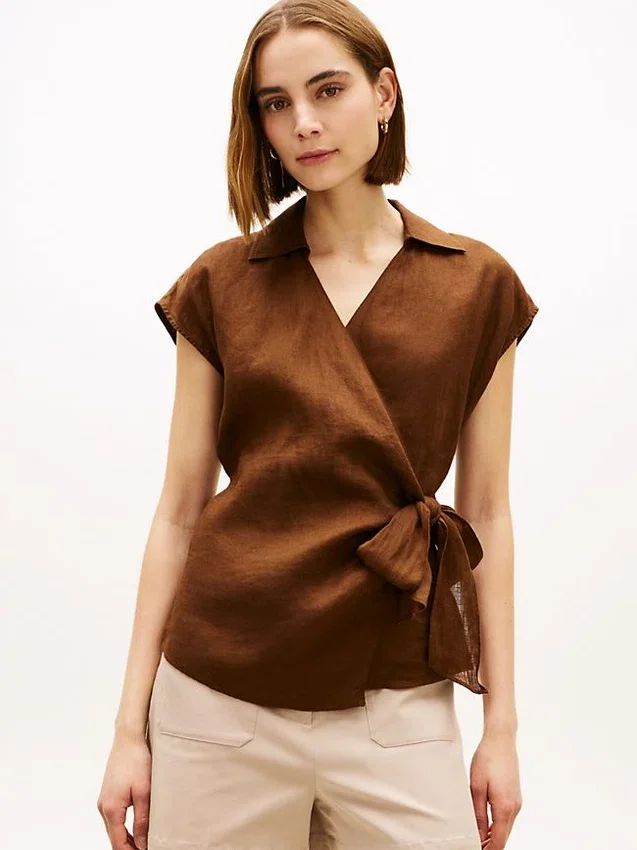 Sleeveless Linen Wrap Top Sleeveless Linen Wrap Top