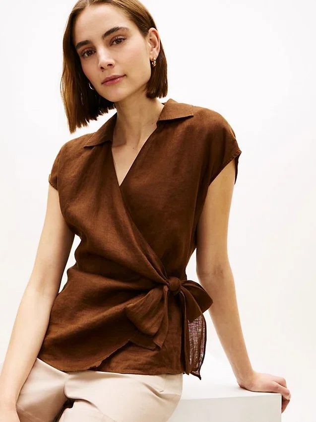 Sleeveless Linen Wrap Top Sleeveless Linen Wrap Top