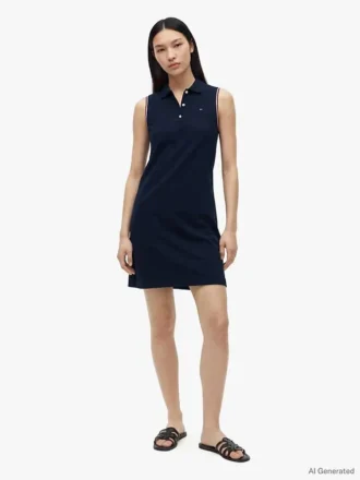 Sleeveless Stretch Pique Polo Dress